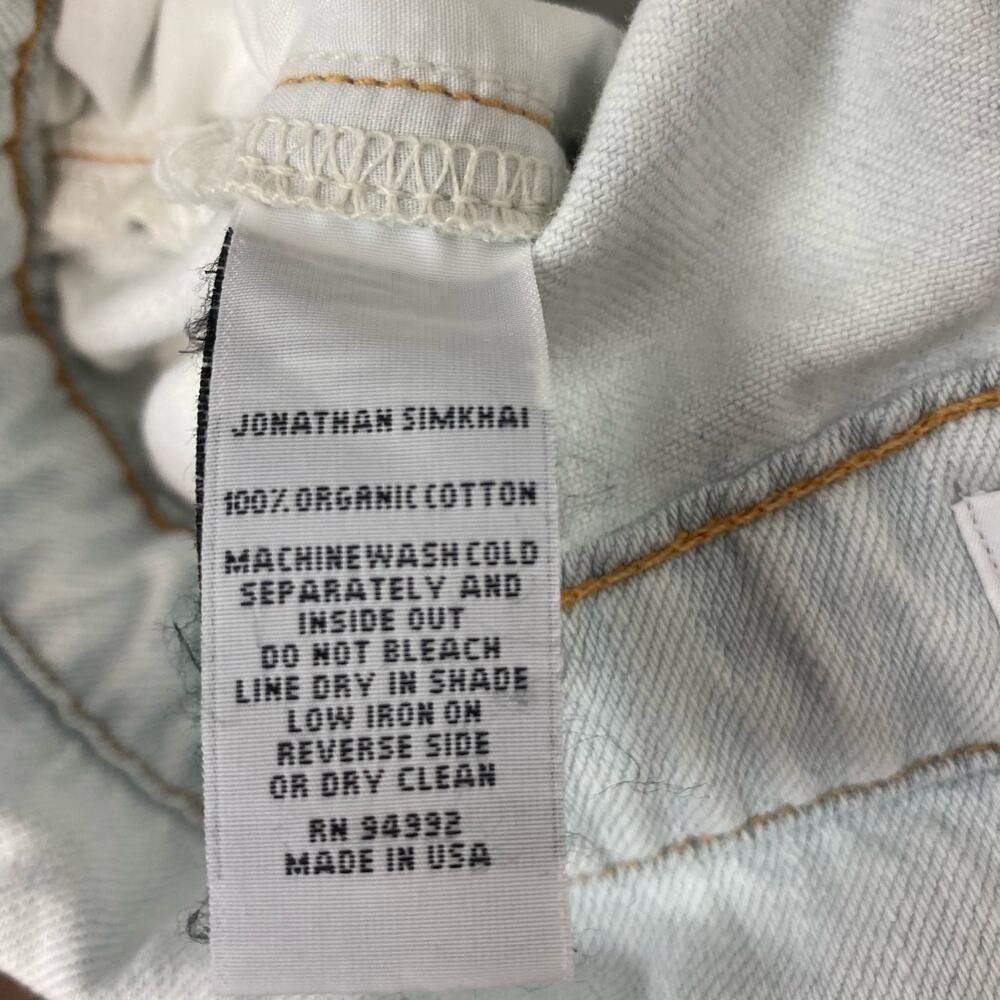 Jonathan Simkhai Organic Light Blue Henley Tie Waist Straight Leg Jeans Sz 30 - Picture 10 of 12